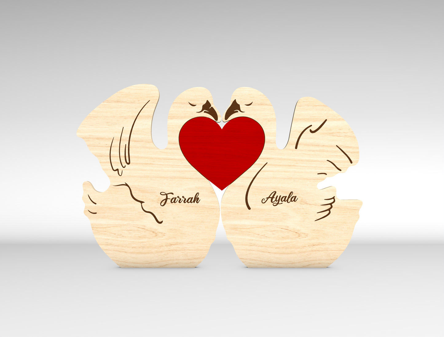 Personalized Family Swan Puzzle SVG for Glowforge and LightBurn
