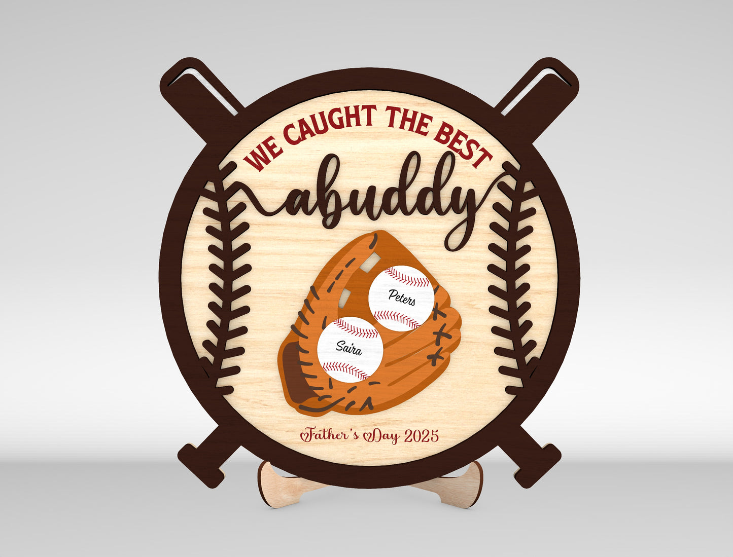 Personalized Baseball Dad Sign SVG Laser Cut File for Glowforge and xTool