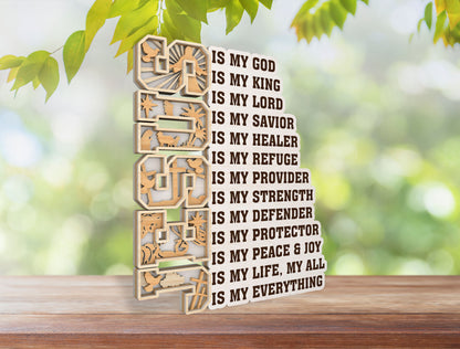 Multilayer Christian Quote Jesus Is My God SVG for Glowforge and xTool