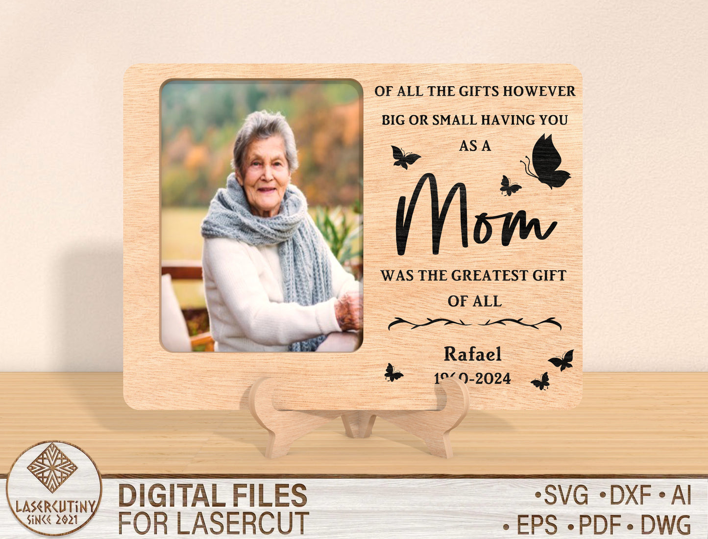 Family Memorial Photo Frame SVG Laser Cut File for Glowforge