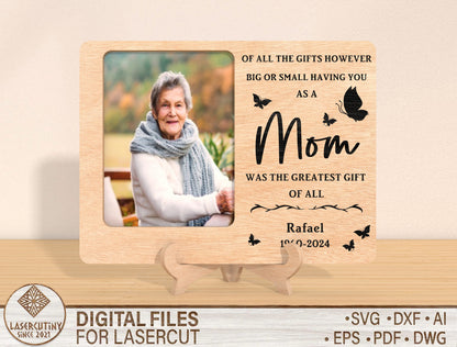 Family Memorial Photo Frame SVG Laser Cut File for Glowforge