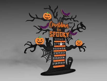Halloween Countdown Tree SVG Calendar for Glowforge LightBurn