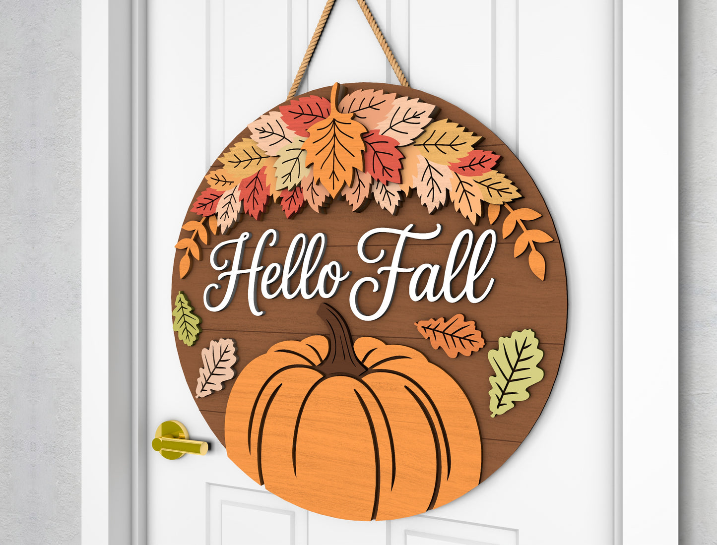 2 Fall Pumpkin Door Sign SVG Hello Fall Laser Cut Bundle for Glowforge