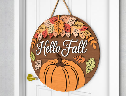 2 Fall Pumpkin Door Sign SVG Hello Fall Laser Cut Bundle for Glowforge