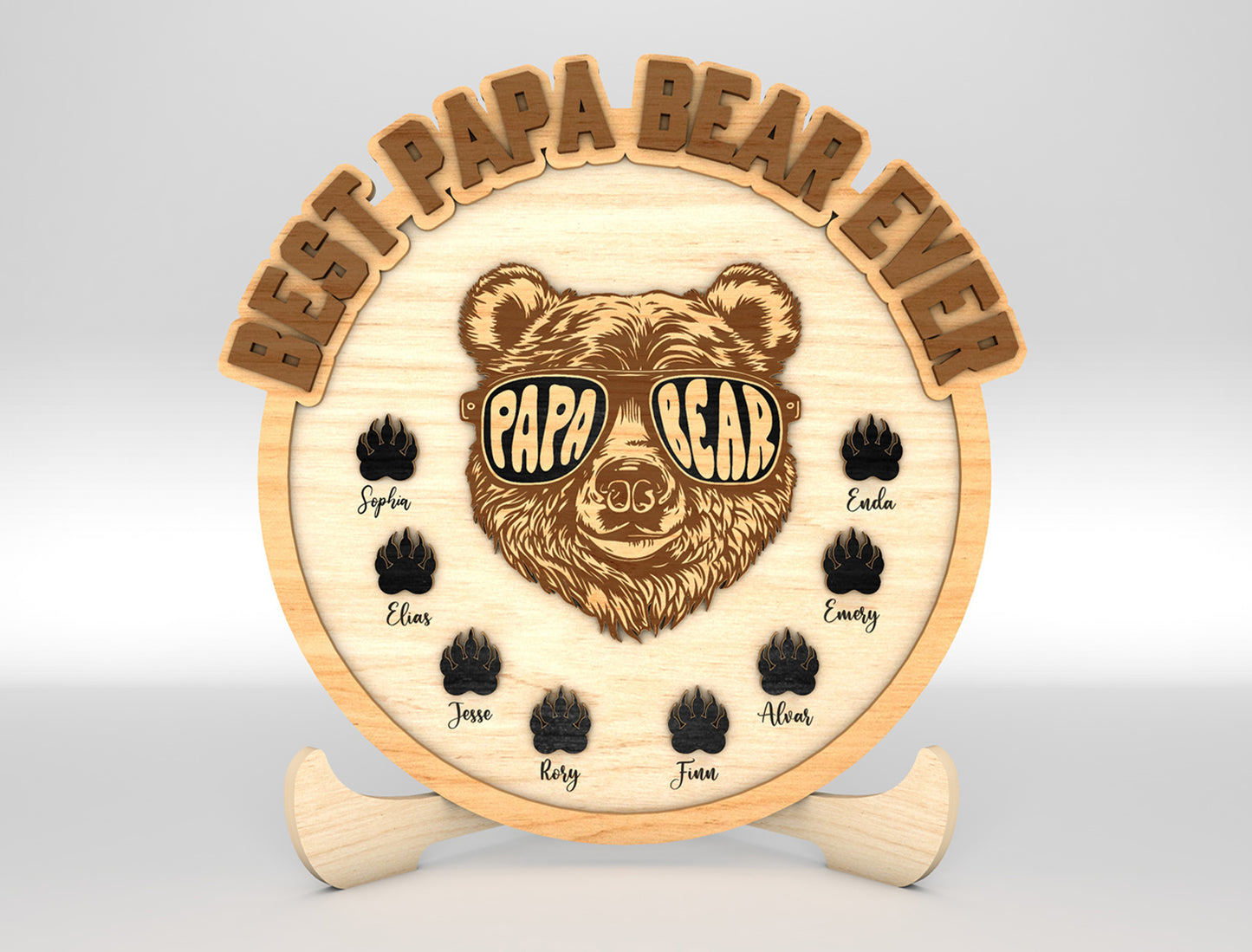 Personalized Daddy Bear Ever SVG Laser Cut File for Glowforge and xTool
