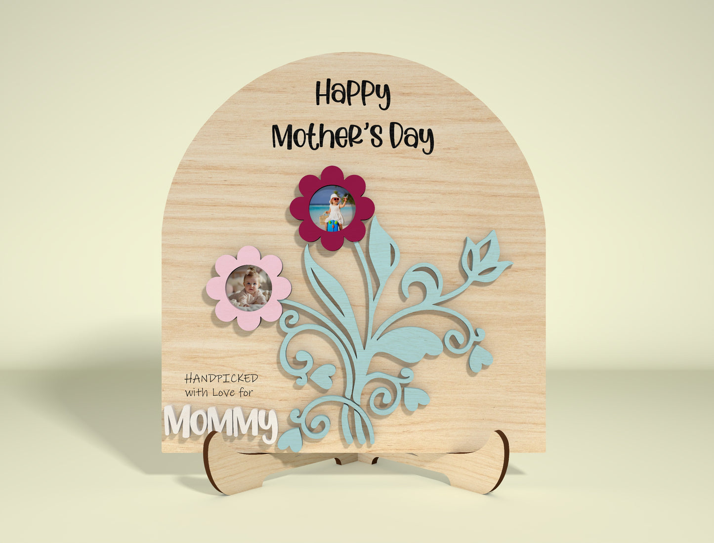 Birth Flower Photo Frame SVG Engraved Floral Tree for Glowforge