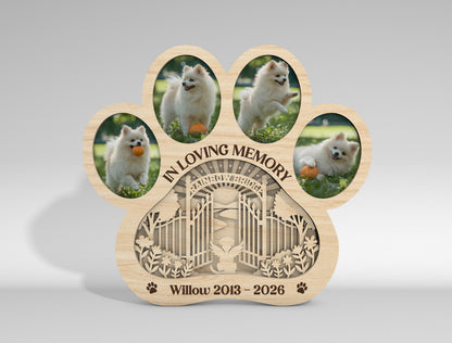 Pet Memorial Multilayer Photo Frame SVG Paw Decor Laser Cut File for Glowforge