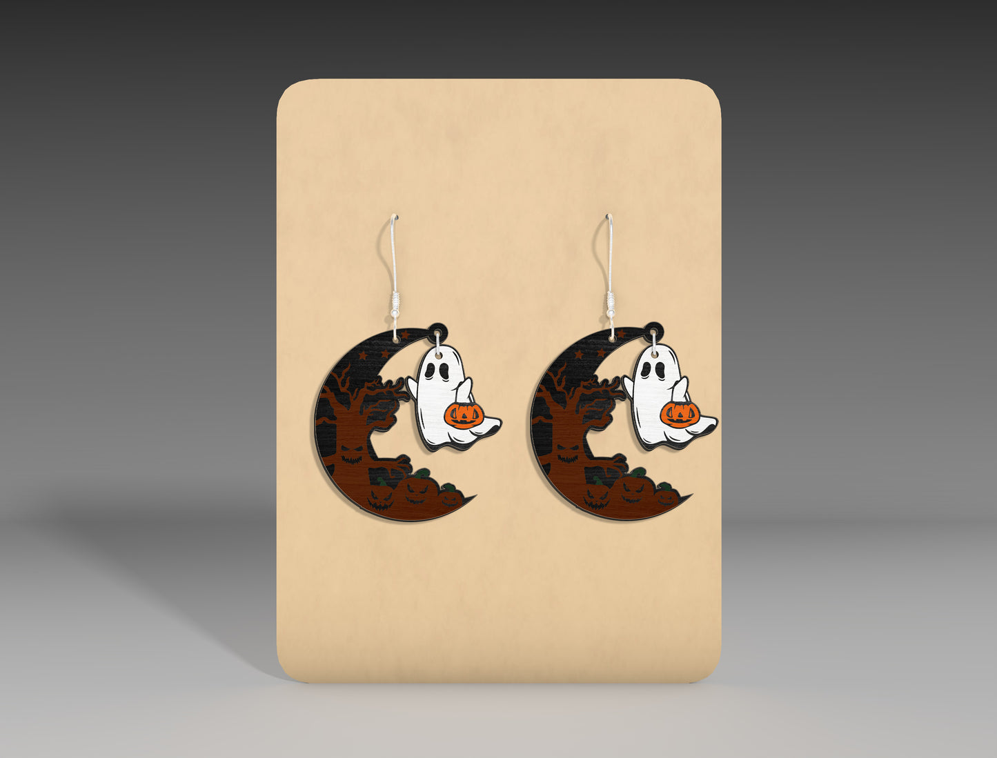 Halloween Ghost Moon Earrings SVG Bundle 3 Designs for xTool LightBurn Glowforge