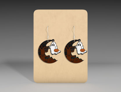 Halloween Ghost Moon Earrings SVG Bundle 3 Designs for xTool LightBurn Glowforge