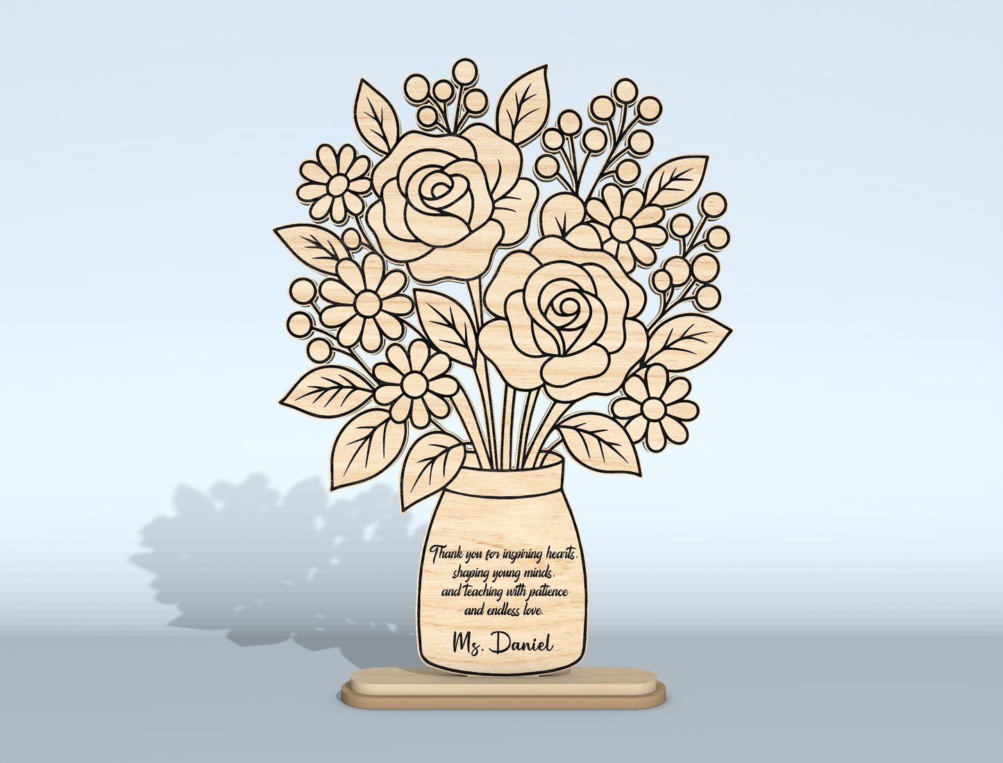Teacher Appreciation Flower Vase SVG Bundle Laser Cut File for Glowforge and xTool