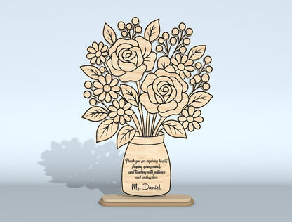 Teacher Appreciation Flower Vase SVG Bundle Laser Cut File for Glowforge and xTool