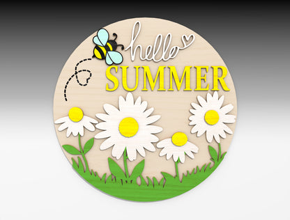 Hello Summer Daisy SVG Door Hanger for xTool and Glowforge