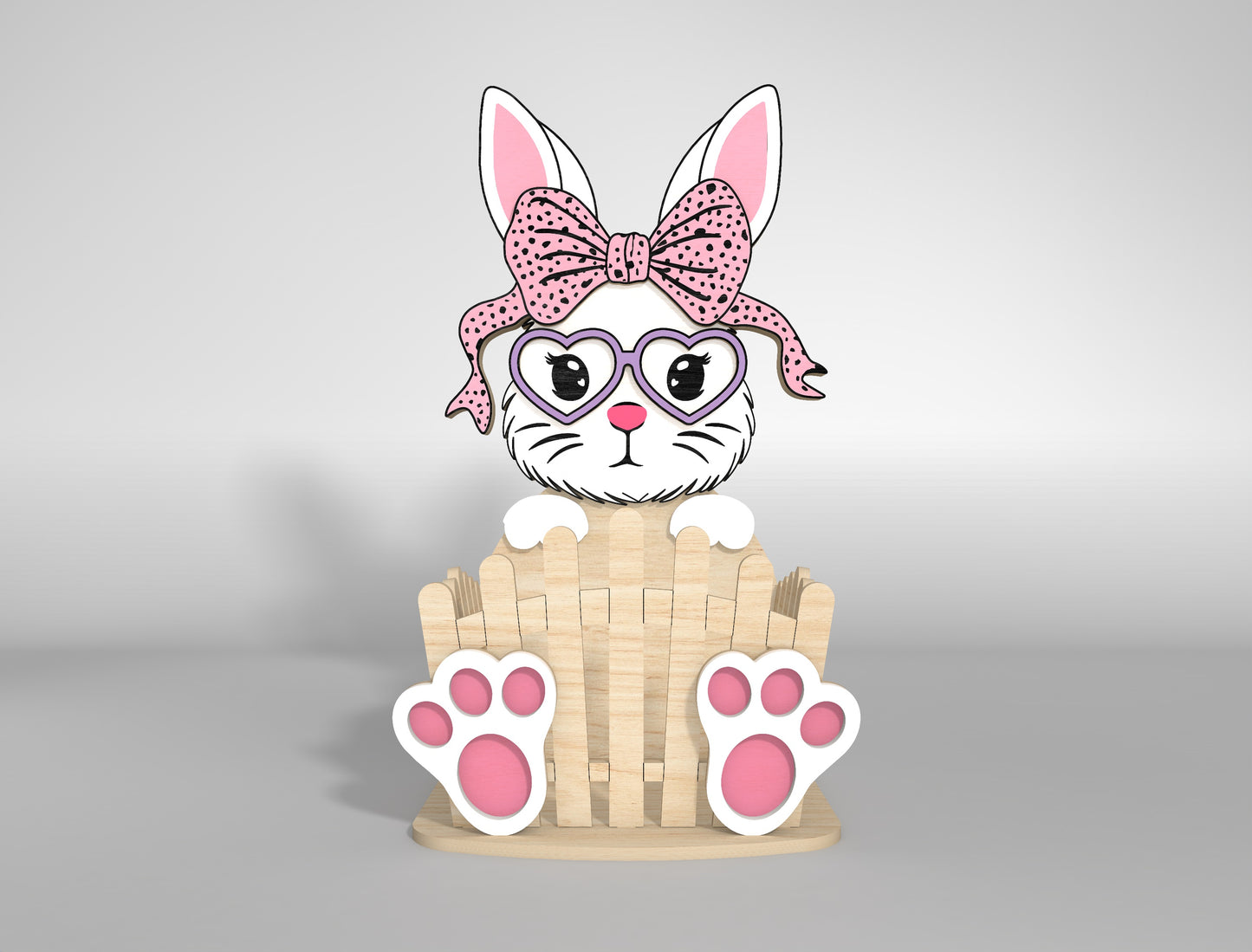 Cute Bunny Egg Holder Bow Heart Glasses SVG 2 Designs for LightBurn and xTool