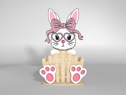 Cute Bunny Egg Holder Bow Heart Glasses SVG 2 Designs for LightBurn and xTool