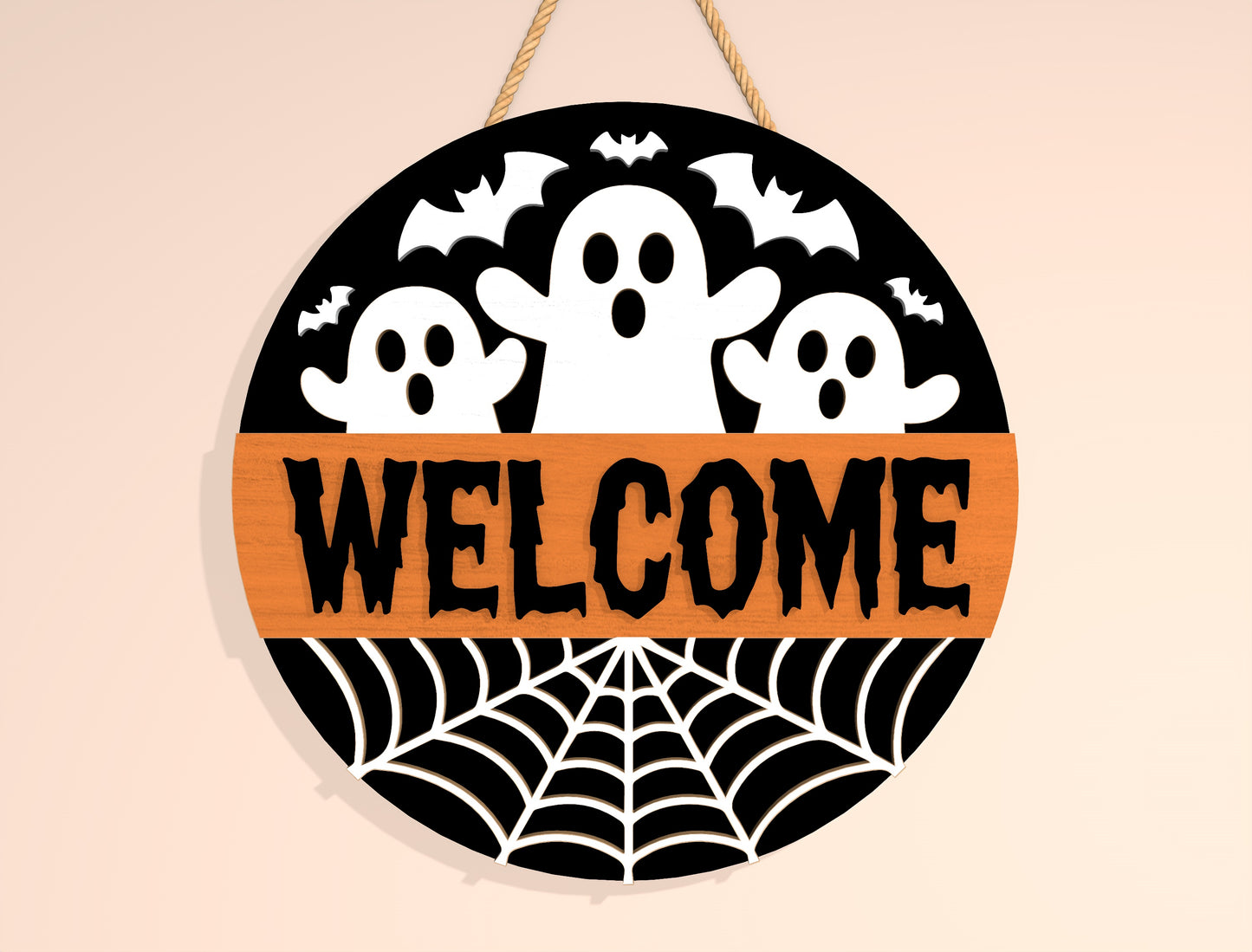 Halloween Round Door Hanger SVG Bundle for Glowforge xTool LightBurn 6 Designs