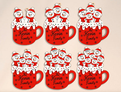 Personalized Snowman Family Hot Cocoa Mug Christmas Ornament 2