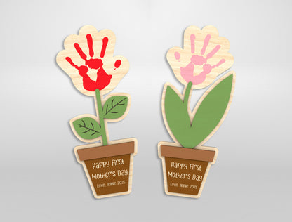 First Mother's Day Handprint Flower SVG Baby for Glowforge and xTool