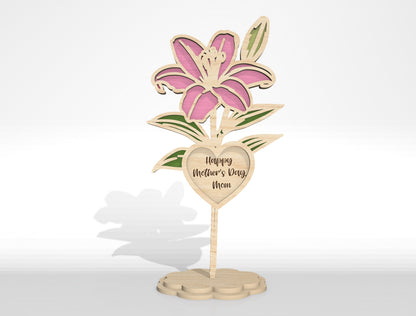 Floral Heart Stand SVG Bundle Layered Flower for xTool