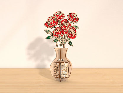 Rose Lantern SVG Romantic Candle Holder Laser Cut File for LightBurn and xTool