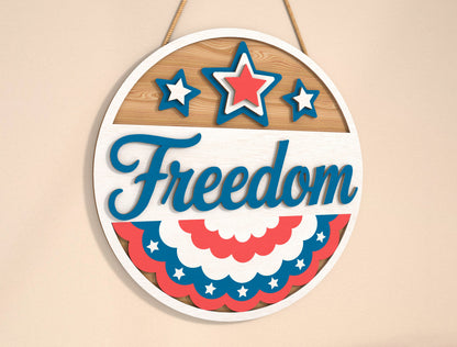 Freedom Patriotic Door Sign SVG for Glowforge and LightBurn