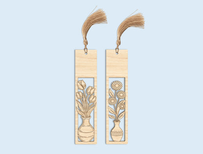 Floral Vase Bookmark SVG Bundle Teacher Appreciation Laser Cut File for Glowforge and xTool
