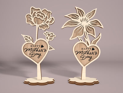 Mother's Day Flower Stand SVG Bundle 11 Designs for LightBurn and xTool