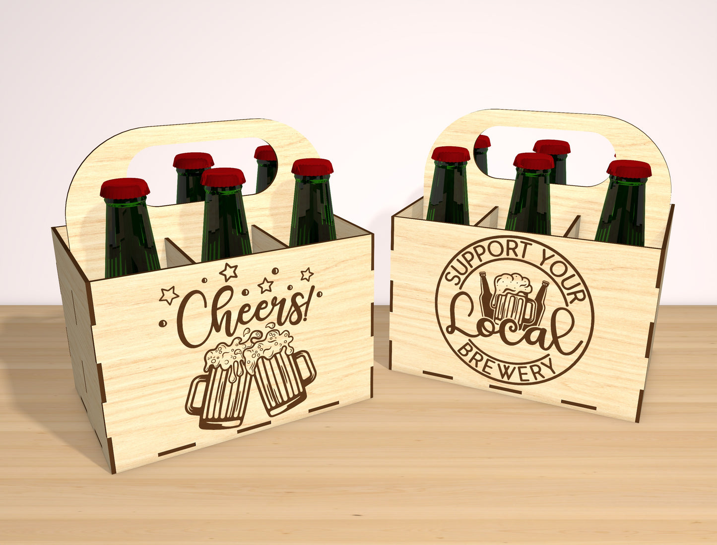 Beer Carrier Laser Cut File Bundle | Funny Dad Beer Caddy | Rustic Gift Box Decor | Glowforge, xTool, LightBurn, etc.