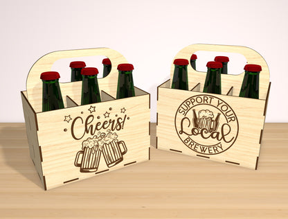 Beer Carrier Laser Cut File Bundle | Funny Dad Beer Caddy | Rustic Gift Box Decor | Glowforge, xTool, LightBurn, etc.
