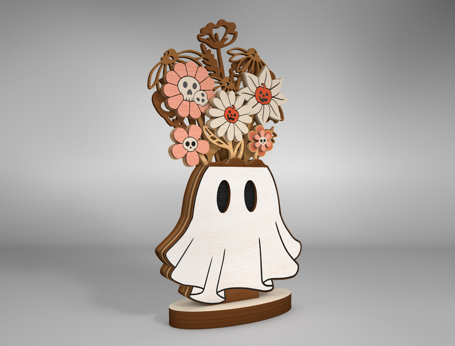 Halloween Ghost Plant Multilayer SVG Standing Shelf Sitter for LightBurn Glowforge xTool