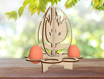 Easter Egg Holder Basket Stand SVG Bunny Floral Design for Glowforge and xTool