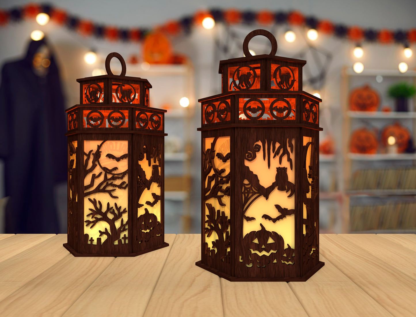 Halloween Witch Lantern SVG for LightBurn Glowforge xTool
