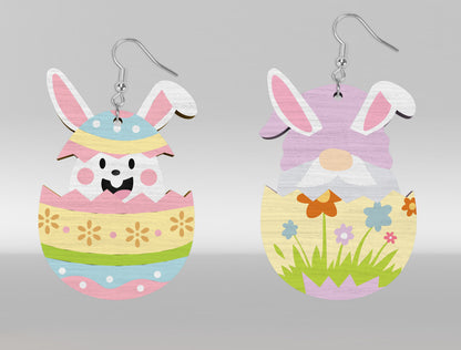 Cute Easter Bunny Egg Earrings SVG Bundle 16 Designs for LightBurn and xTool