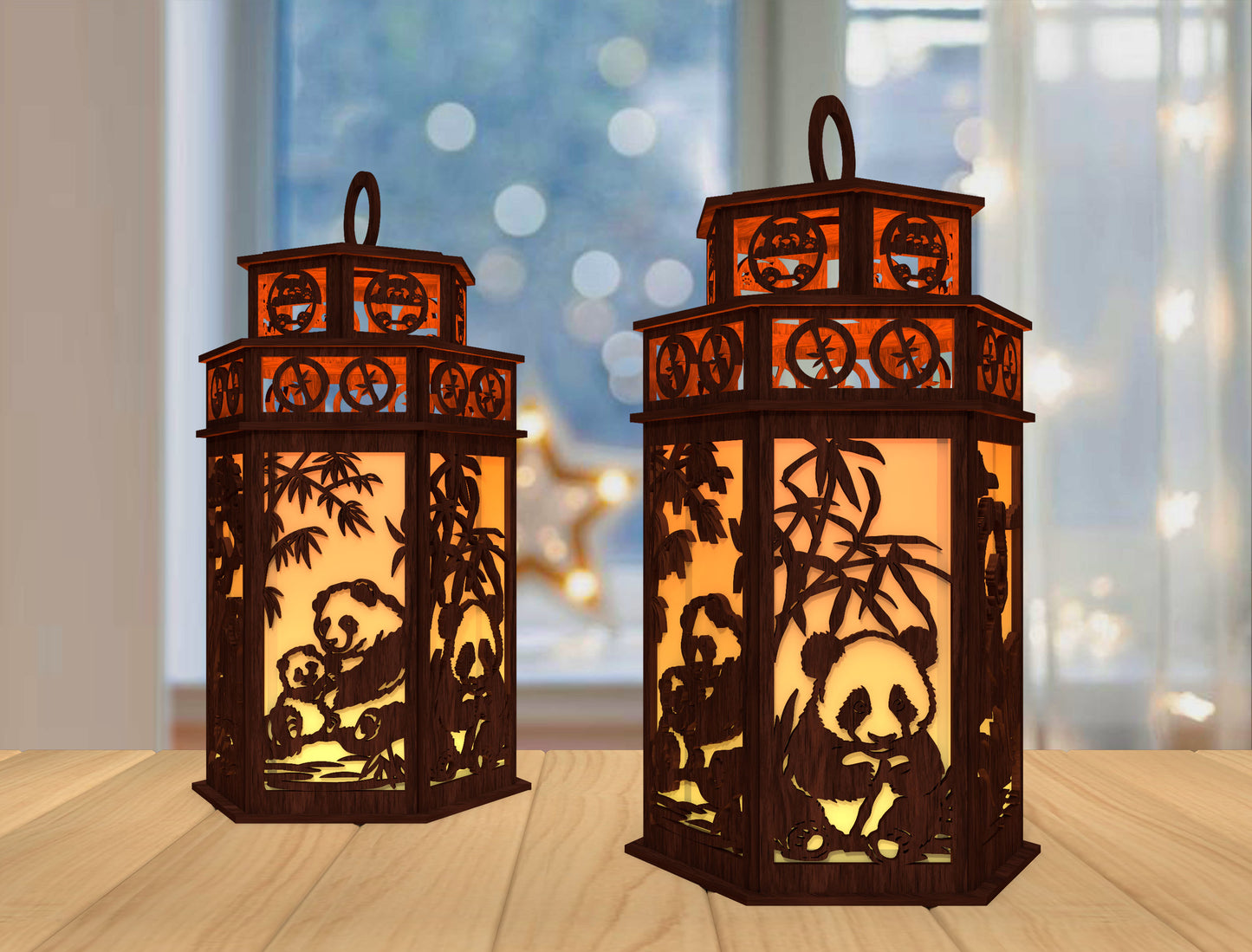 Panda Lantern SVG Laser Cut File for LightBurn and Glowforge