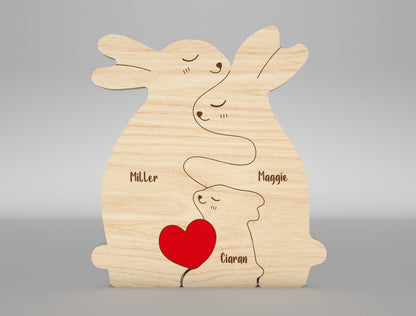 Bunny Family Puzzle Sign SVG for Glowforge and xTool