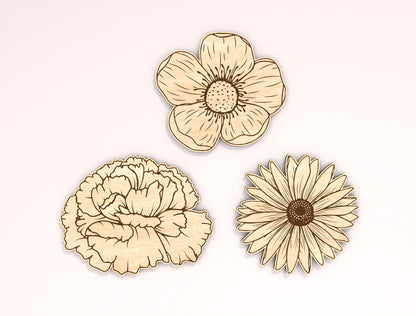 12 Month Flower Shapes Laser Cut File Bundle | Birth Flower Icons | Botanical Wood Cutouts | Glowforge, xTool, LightBurn, etc.