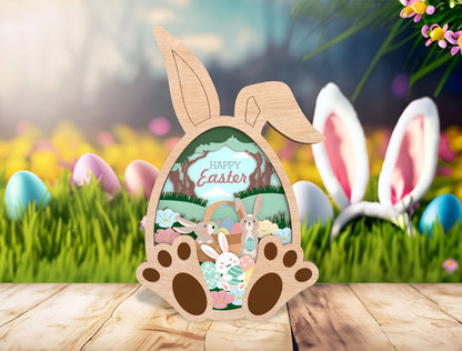 Easter Bunny Egg Multilayer Frame SVG for Glowforge and LightBurn