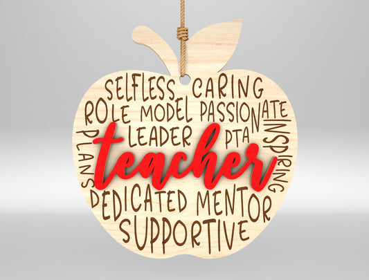 Teacher Apple Ornament SVG Bundle Laser Cut File for Glowforge