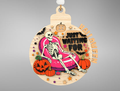 Halloween Skeleton Countdown Ornament SVG for xTool Glowforge LightBurn