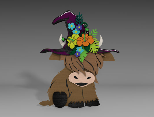 Halloween Cow Hat Witch Flower SVG Set for Glowforge xTool 2 Designs