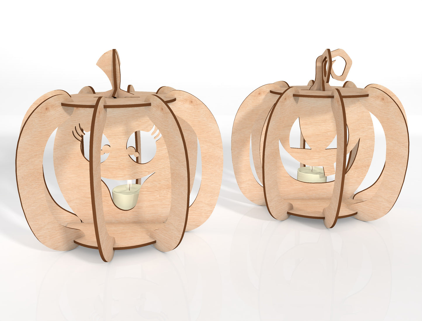 3D Pumpkin Lantern SVG Bundle Laser Cut File | 4 Pumpkin Lantern Designs | Halloween Light Decor | Glowforge, xTool, LightBurn, etc.