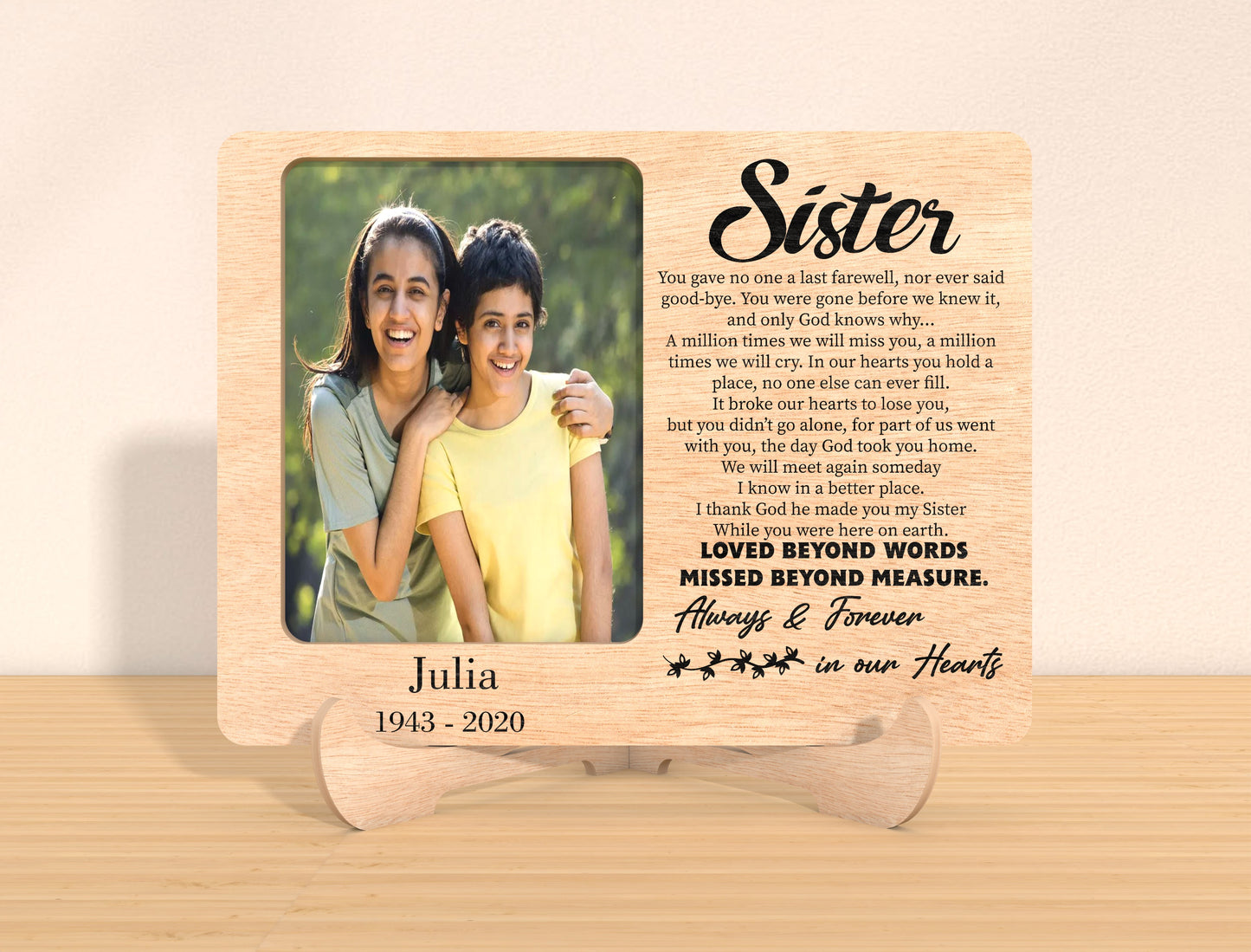 Memorial Photo Tabletop Sign SVG Personalized Laser Cut File  for LightBurn and Glowforge