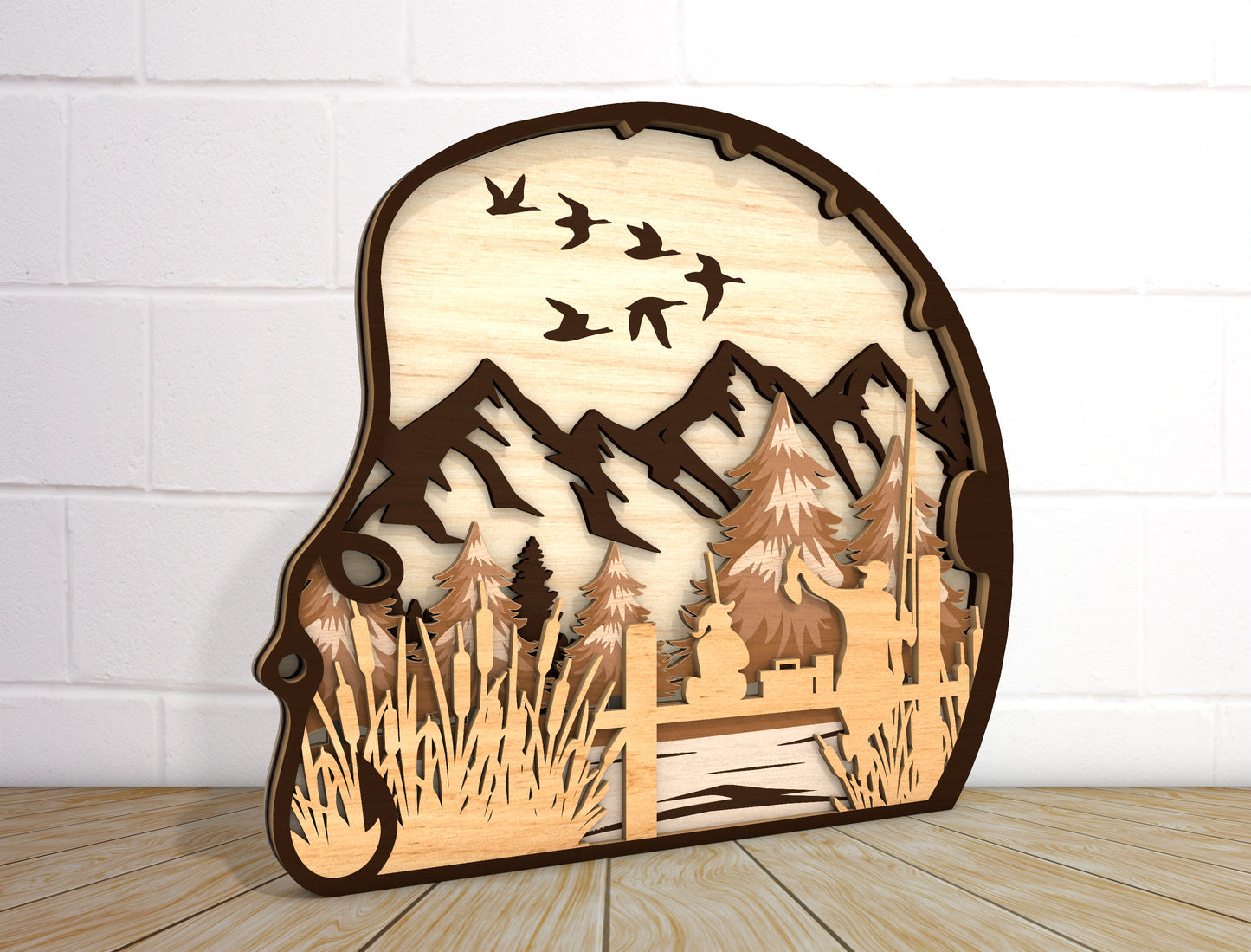 Deer Mountain Landscape Sign SVG Laser Cut File for LightBurn and xTool
