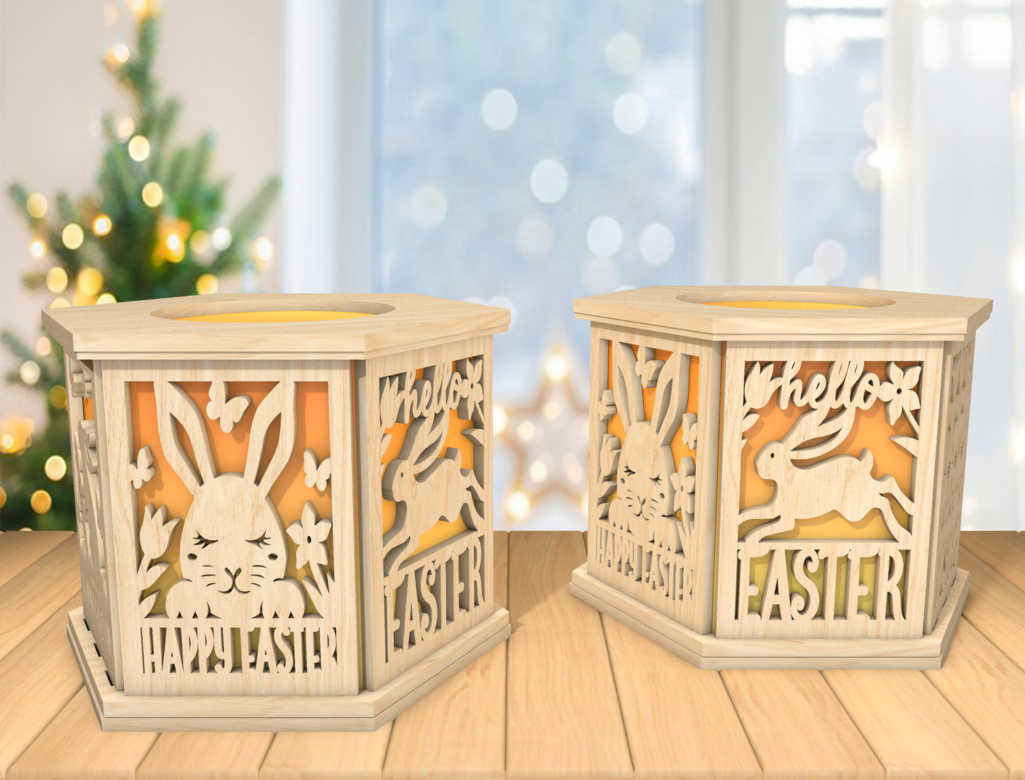 Easter Bunny Lantern Box SVG Easter Day Decor for LightBurn and xTool