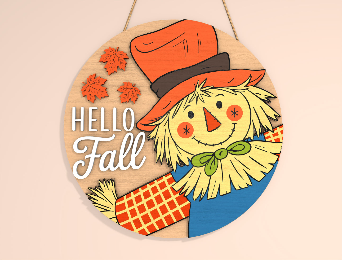 Hello Fall Scarecrow Welcome Door Hanger SVG Bundle for Glowforge xTool LightBurn | 2 Designs