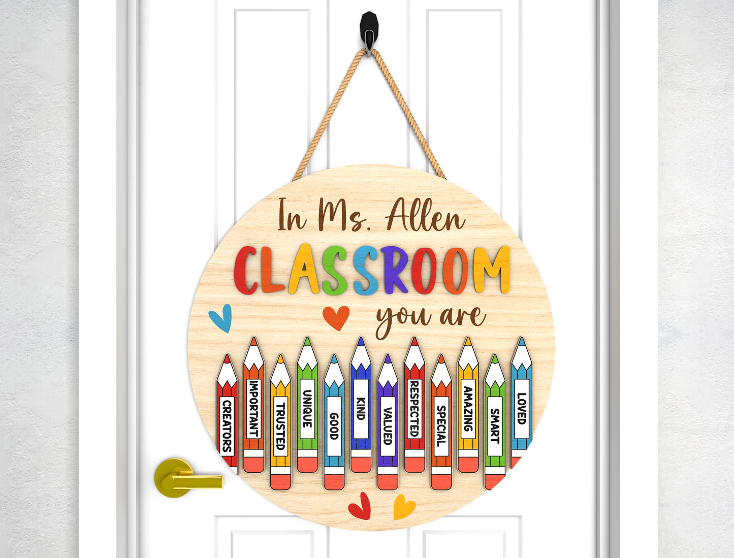 Personalized Round Classroom Door Sign SVG for Glowforge Users