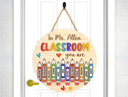 Personalized Round Classroom Door Sign SVG for Glowforge Users
