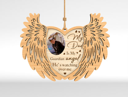 Memorial Angel Wings Ornament SVG In Loving Memory Photo Laser Cut File for LightBurn
