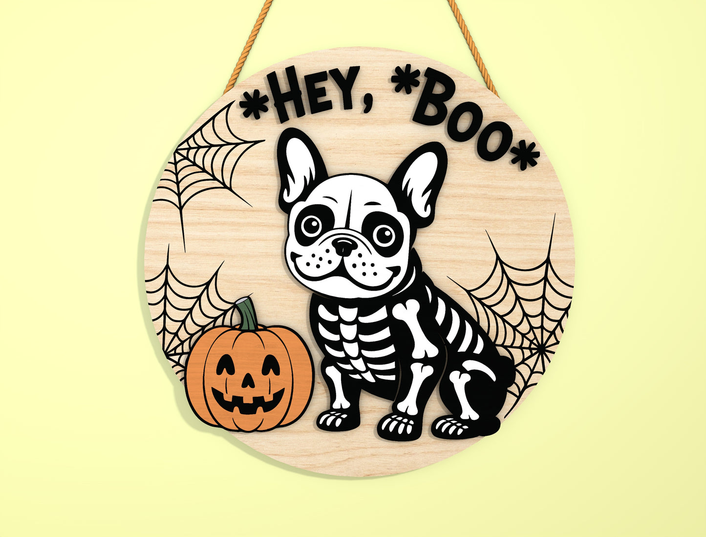 Skeleton Dog Halloween Door Sign SVG Bundle Laser Cut File for Glowforge