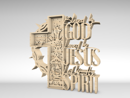 Blessed by God Loved by Jesus Multilayer Sign SVG for LightBurn