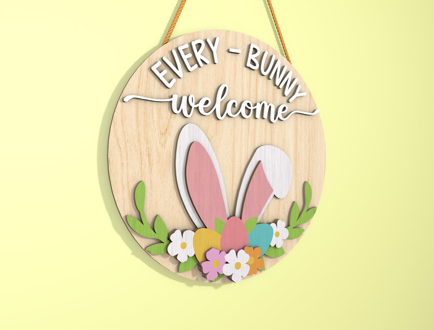 Easter Bunny Welcome Door Sign SVG Easter Day Decor for LightBurn and xTool